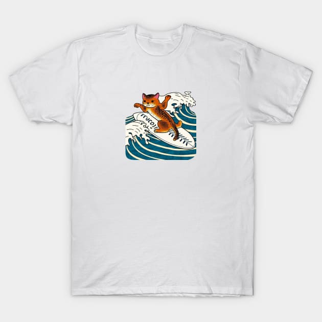 Max the Happy Surfing Cat T-Shirt by Davey's Designs